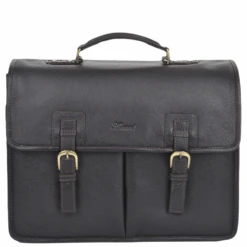 Mens Triple Gusset Heavy Duty Leather Briefcase Brown/tum : Gareth