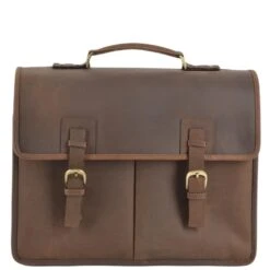 Mens Triple Gusset Heavy Duty Leather Briefcase Mud/mud : Gareth