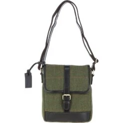 Mens Vintage Hunter Leather Travel Bag Tweed : Toby FB