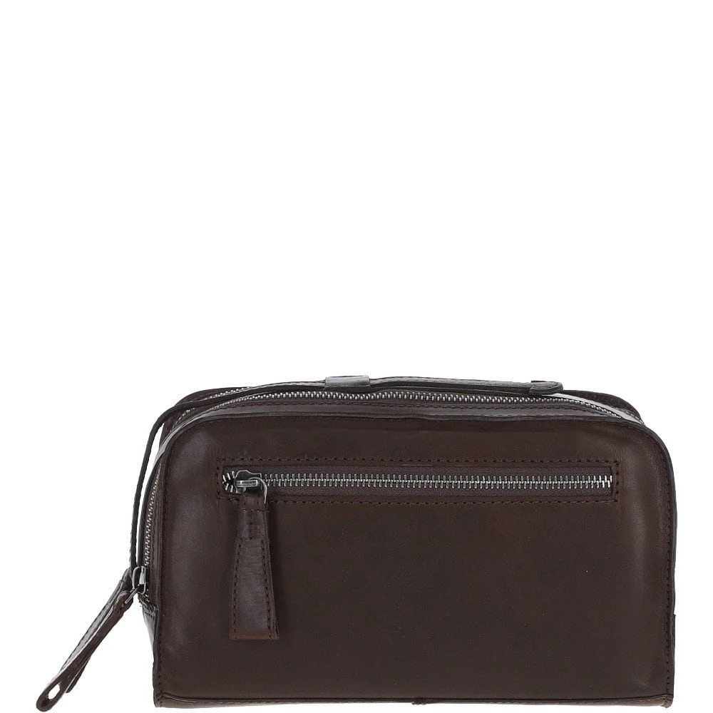 Mens Waxy Leather Washbag Brown: W-77 3 Mens Waxy Leather Washbag Brown: W-77
