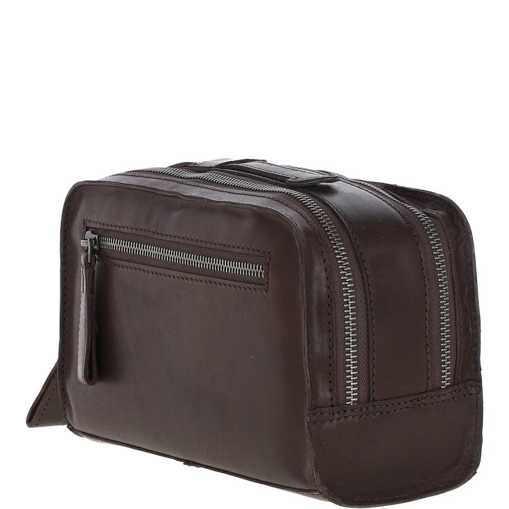 Mens Waxy Leather Washbag Brown: W-77 4 Mens Waxy Leather Washbag Brown: W-77 - Image 2