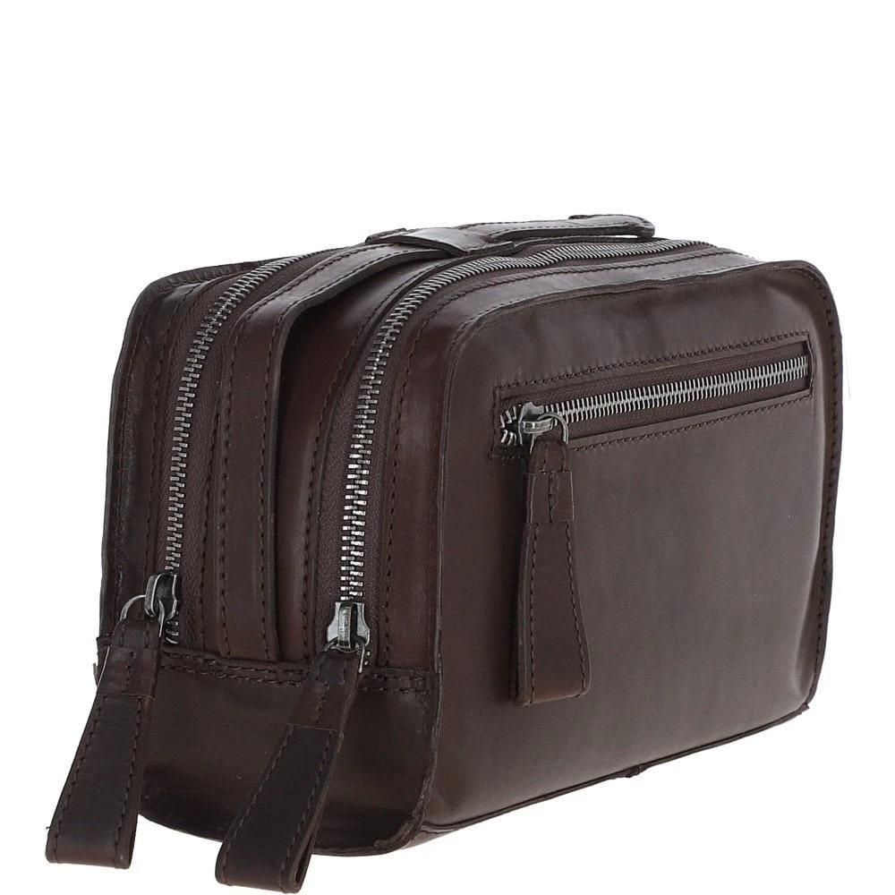Mens Waxy Leather Washbag Brown: W-77 6 Mens Waxy Leather Washbag Brown: W-77 - Image 4