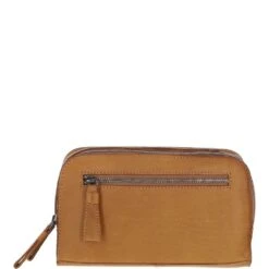 Mens Waxy Leather Washbag Cognac: W-77