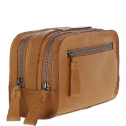 Mens Waxy Leather Washbag Cognac: W-77 -Luxe Style Central mens waxy leather washbag cognac w 77 p5513 19918 image