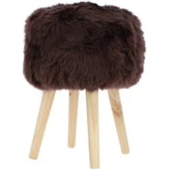 New Zealand Sheepskin Stool Chocolate: NZ Stool -Luxe Style Central new zealand sheepskin stool chocolate nz stool p4114 17659 image