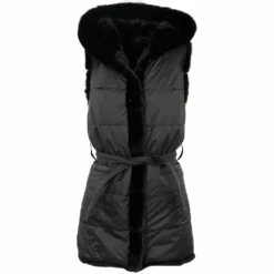 Reversible Mink Hooded Gilet Black : Topaz -Luxe Style Central reversible mink hooded gilet black topaz p1419 6997 image