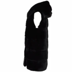 Reversible Mink Hooded Gilet Black : Topaz -Luxe Style Central reversible mink hooded gilet black topaz p1419 6998 image