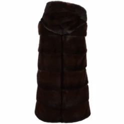 Reversible Mink Hooded Gilet Brown : Topaz -Luxe Style Central reversible mink hooded gilet brown topaz p1420 7008 image