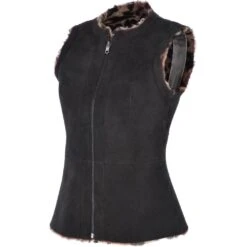 Reversible Suede And Leopard Print Sheepskin Gilet Leo/Brown : Lixue -Luxe Style Central reversible suede and leopard print sheepskin gilet leo brown lixue p2956 13179 image