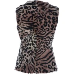Reversible Suede And Leopard Print Sheepskin Gilet Leo/Brown : Lixue -Luxe Style Central reversible suede and leopard print sheepskin gilet leo brown lixue p2956 13180 image