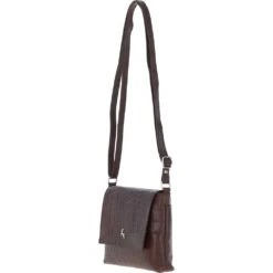 Rosea Flap Over Croc Print Real Leather Shoulder Bag Brandy/croc: MC6 -Luxe Style Central rosea flap over croc print real leather shoulder bag brandy croc mc6 p6850 25314 image