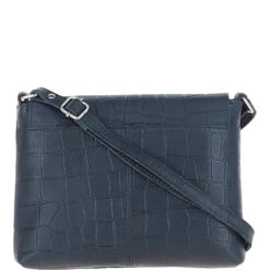 Rosea Flap Over Croc Print Real Leather Shoulder Bag Navy/croc: MC6 -Luxe Style Central rosea flap over croc print real leather shoulder bag navy croc mc6 p6852 25331 image
