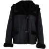 Shearling Jacket With Hood Black : Jayla -Luxe Style Central shearling jacket with hood black jayla p4161 17800 image
