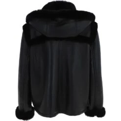 Shearling Jacket With Hood Black : Jayla -Luxe Style Central shearling jacket with hood black jayla p4161 17802 image
