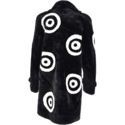 Sheepskin Coat With Roundel Detail Black/ White: Leilani -Luxe Style Central sheepskin coat with roundel detail black white leilani p2613 11960 image