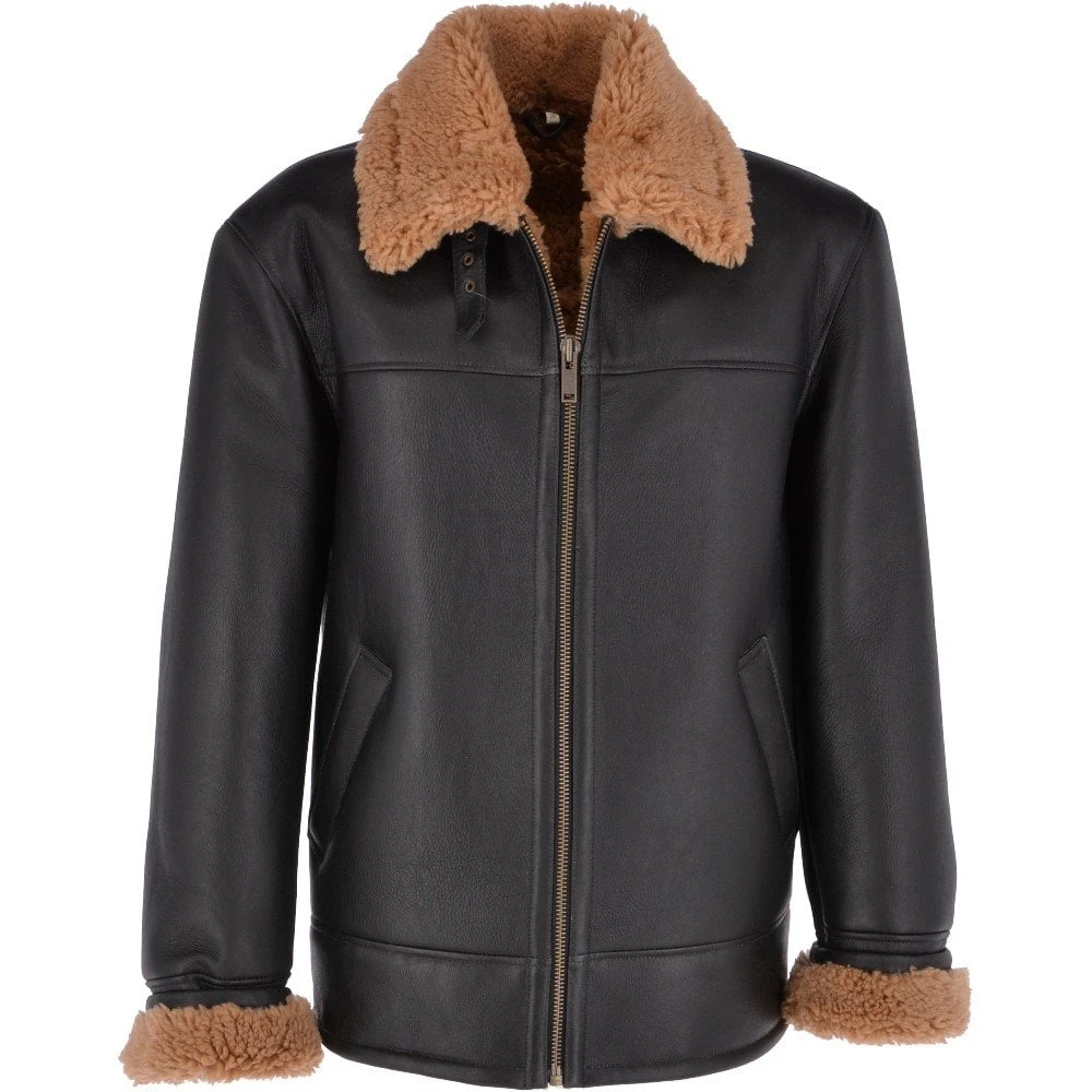 Sheepskin Flying Jacket Black Ginger : Hunter 3 Sheepskin Flying Jacket Black Ginger : Hunter