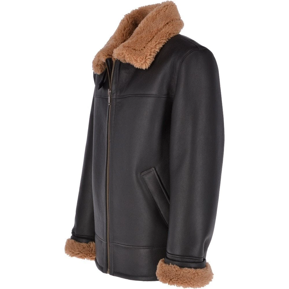 Sheepskin Flying Jacket Black Ginger : Hunter 4 Sheepskin Flying Jacket Black Ginger : Hunter - Image 2