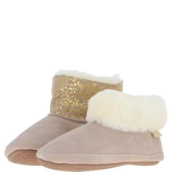 Sheepskin Slippers Beige Leopard: Ladies Booties -Luxe Style Central sheepskin slippers beige leopard ladies booties p7975 28489 image