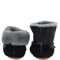 Sheepskin Slippers Black Leopard: Ladies Booties -Luxe Style Central sheepskin slippers black leopard ladies booties p7976 28495 image