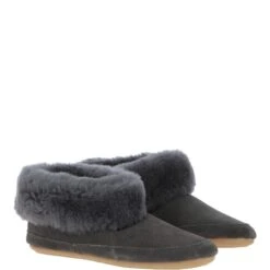 Sheepskin Slippers Grey : Ladies Booties -Luxe Style Central sheepskin slippers grey ladies booties p216 17336 image