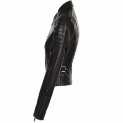 Short Cropped Vegetable Tanned Leather Biker Jacket Black : Daniela -Luxe Style Central short cropped vegetable tanned leather biker jacket black daniela p1394 6338 image