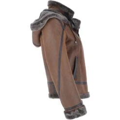 Short Hooded Sheepskin Flying Jacket Tobacco : Aster -Luxe Style Central short hooded sheepskin flying jacket tobacco aster p3041 13411 image