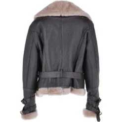 Short Oversize Sheepskin Aviator Flying Jacket Brown/Cream : Wynter -Luxe Style Central short oversize sheepskin aviator flying jacket brown cream wynter p2977 13414 image