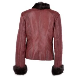 Short Toscana Biker Style Sheepskin Jacket Bordeaux: Evelyn -Luxe Style Central short toscana biker style sheepskin jacket bordeaux evelyn p2600 12080 image