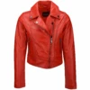 Short Vegetable Tanned Leather Biker Jacket Red : Jenner -Luxe Style Central short vegetable tanned leather biker jacket red jenner p2292 10497 image