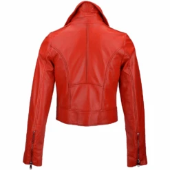 Short Vegetable Tanned Leather Biker Jacket Red : Jenner -Luxe Style Central short vegetable tanned leather biker jacket red jenner p2292 10499 image