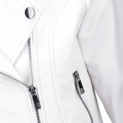 Short Vegetable Tanned Leather Biker Jacket White : Jenner -Luxe Style Central short vegetable tanned leather biker jacket white jenner p2293 10494 image