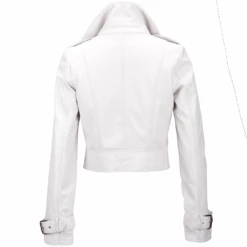 Short Vegetable Tanned Leather Biker Jacket White : Sabine -Luxe Style Central short vegetable tanned leather biker jacket white sabine p2310 10531 image