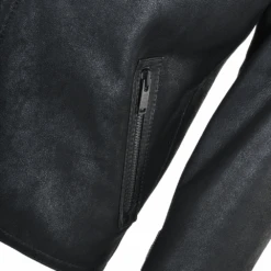 Side Zip Biker Sheepskin Pilot Jacket Black : Franco -Luxe Style Central side zip biker sheepskin pilot jacket black franco p1310 6388 image