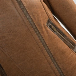 Side Zip Biker Sheepskin Pilot Jacket Whiskey/cream: Micaela -Luxe Style Central side zip biker sheepskin pilot jacket whiskey cream micaela p1299 5716 image