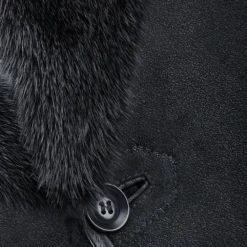 Single Breasted Sheepskin Coat With Long Haired Lapel Black : Burbank -Luxe Style Central single breasted sheepskin coat with long haired lapel black burbank p2270 10272 image