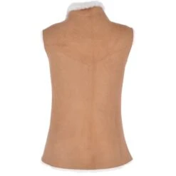 Slimline Reversible Suede Sheepskin Body Warmer Biscuit Tan : Phillipa -Luxe Style Central slimline reversible suede sheepskin body warmer biscuit tan phillipa p3003 13301 image