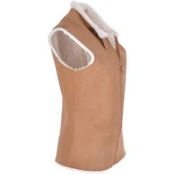 Slimline Reversible Suede Sheepskin Body Warmer Biscuit Tan : Phillipa -Luxe Style Central slimline reversible suede sheepskin body warmer biscuit tan phillipa p3003 13303 image