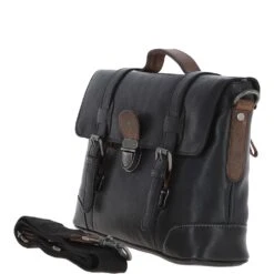 Small Leather Work Briefcase Black/mud : 4553 -Luxe Style Central small leather work briefcase black mud 4553 p631 20262 image