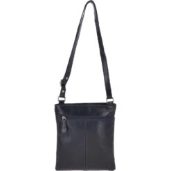 Small Zip Top Vegetable Tanned Leather Cross Body Bag Navy : V-20 -Luxe Style Central small zip top vegetable tanned leather cross body bag navy v 20 p3862 16608 image