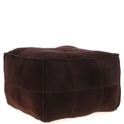 Suede Leather Square Boho Pouffe Brown: AGC-04 -Luxe Style Central suede leather square boho pouffe brown agc 04 p7666 27671 image