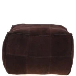 Suede Leather Square Boho Pouffe Brown: AGC-04 -Luxe Style Central suede leather square boho pouffe brown agc 04 p7666 27672 image