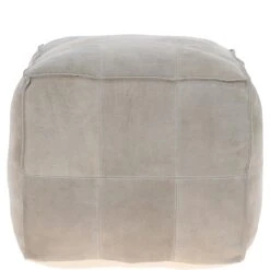 Suede Leather Square Boho Pouffe Off-White: AGC-03 -Luxe Style Central suede leather square boho pouffe off white agc 03 p7655 27666 image