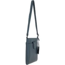 Tab Small Zip Top Leather Cross Body Bag Blue -Luxe Style Central tab small zip top leather cross body bag blue p4333 18567 image