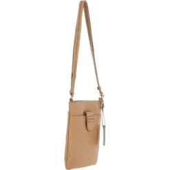 Tab Small Zip Top Leather Cross Body Bag Camel -Luxe Style Central tab small zip top leather cross body bag camel p6648 24255 image