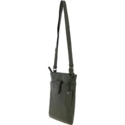 Tab Small Zip Top Leather Cross Body Bag Military Green -Luxe Style Central tab small zip top leather cross body bag military green p4337 18557 image