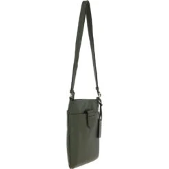 Tab Small Zip Top Leather Cross Body Bag Military Green -Luxe Style Central tab small zip top leather cross body bag military green p4337 18559 image