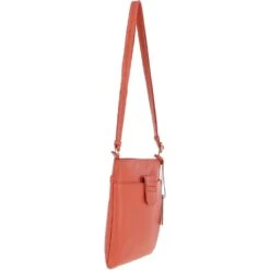 Tab Small Zip Top Leather Cross Body Bag Orange -Luxe Style Central tab small zip top leather cross body bag orange p4339 18591 image