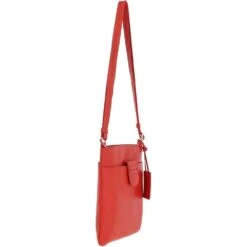 Tab Small Zip Top Leather Cross Body Bag Papaya -Luxe Style Central tab small zip top leather cross body bag papaya p4340 18575 image