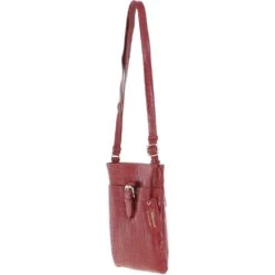 Tab Small Zip Top Leather Cross Body Bag Red/Croc -Luxe Style Central tab small zip top leather cross body bag red croc p6637 24225 image