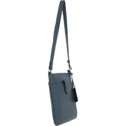 Tab Small Zip Top Leather Cross Body Bag Slate Blue -Luxe Style Central tab small zip top leather cross body bag slate blue p4341 18571 image
